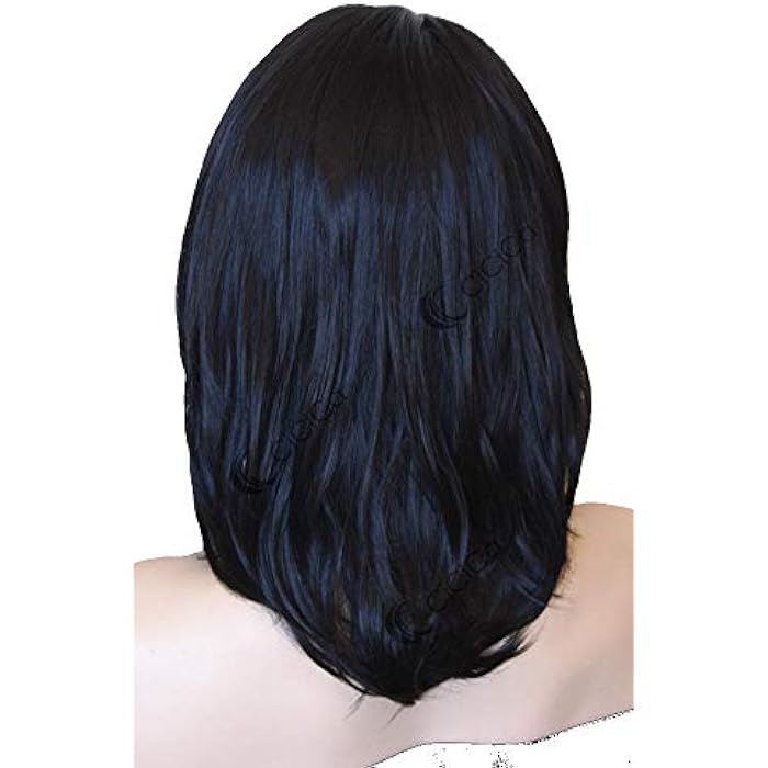 DILLARDS Cicica - “Mia”, Synthetic Full Wigs, 16 Inches Medium Length Wig, Wavy Wig With Swept Bangs, Natural Black Wig, Premium Heat Resistant Synthetic Hair Replacement Wigs For Women Daily Use. - Image 3